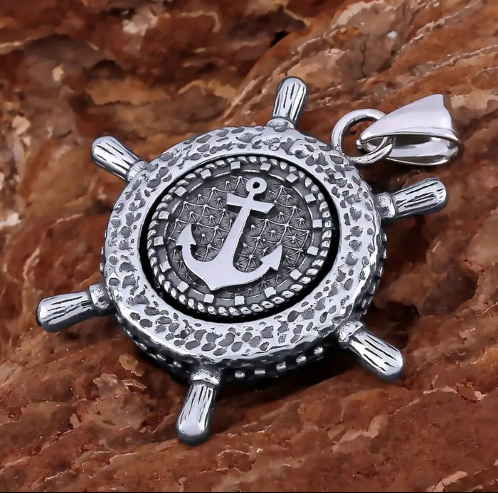 Stainless Steel Boat Anchor Pendant & Necklace