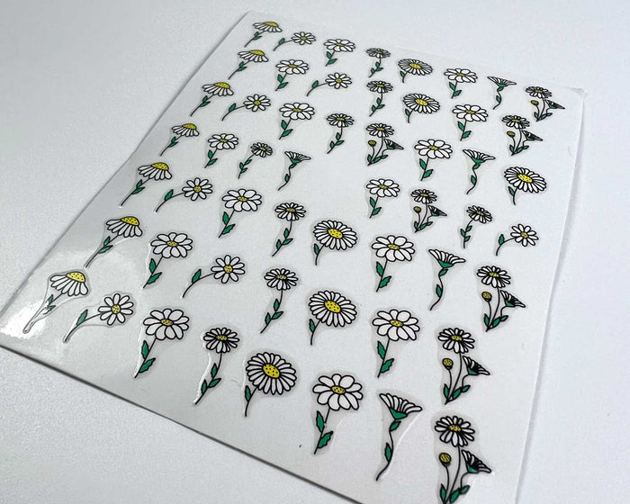 Stemmed Daisies Nail Art Decals