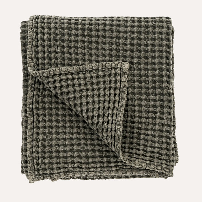 Stonewashed Waffle Throw Blanket Charcoal 1-2376