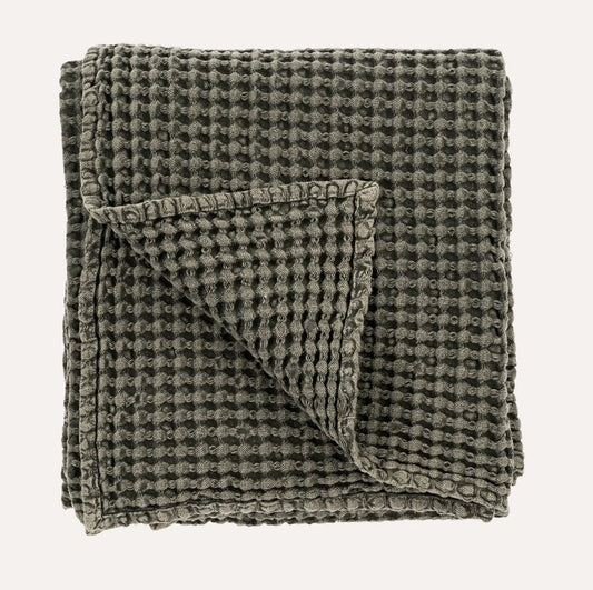 Stonewashed Waffle Throw Blanket Charcoal 1-2376
