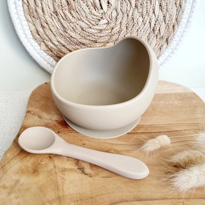 Rammelaartje - Suction Bowl W/Spoon - Silicone - Sand