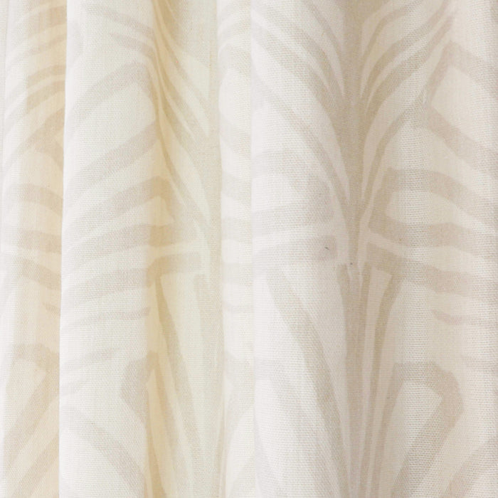 Suzy Sand Printed Linen Curtain, soft beige botanical print, made-to-order, manufactured in USA, short lead times