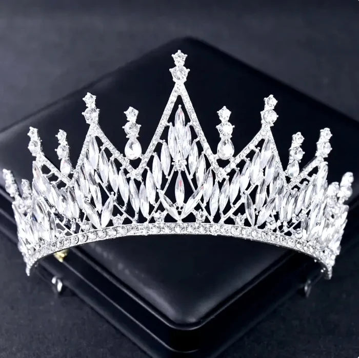 Wedding Jewelry and Accessories - Silver Cubic Zirconia 3-Piece Bridal Jewelry Set With Tiara
