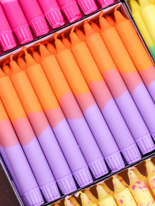 Taper candles- Summer Party / Orange & Purple