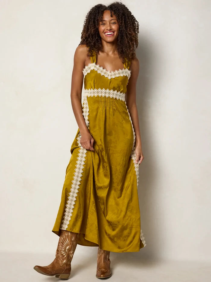 Tennessee Lace Trim Maxi Dress - Goldenrod-view 1