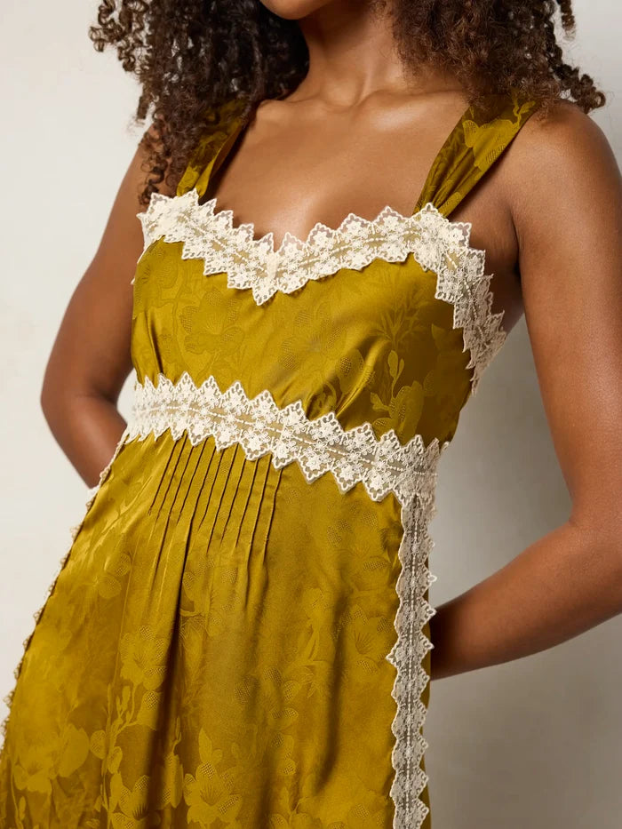 Tennessee Lace Trim Maxi Dress - Goldenrod-view 2