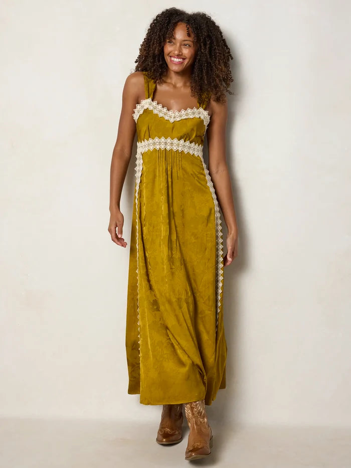 Tennessee Lace Trim Maxi Dress - Goldenrod-view 5