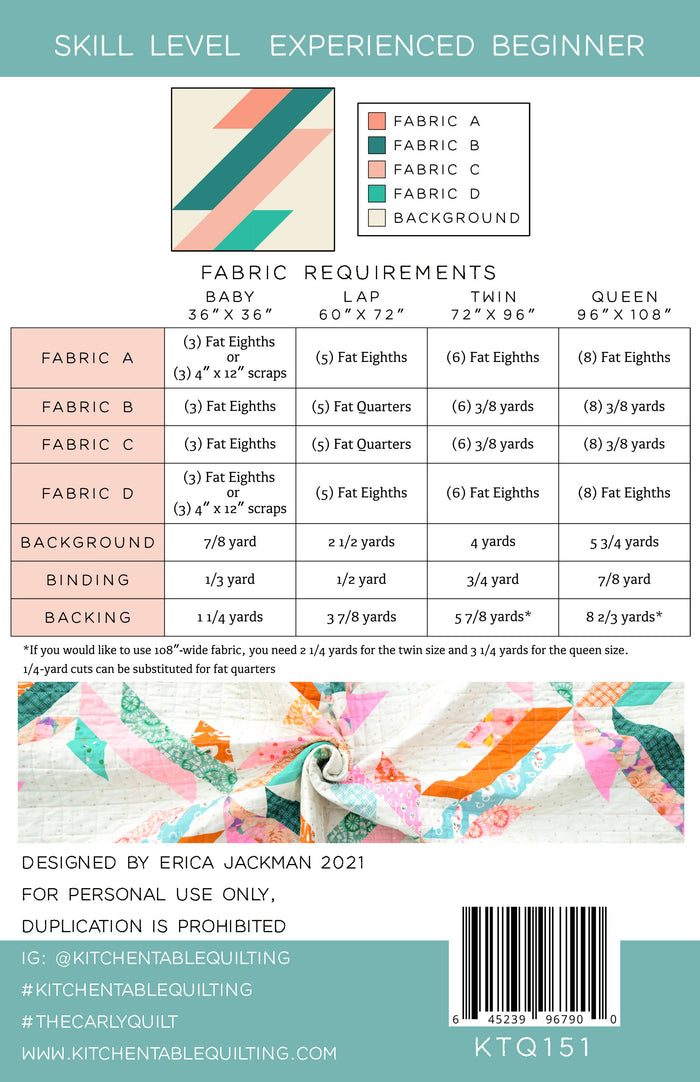 The Carly Quilt Pattern by Kitchen Table Quilting