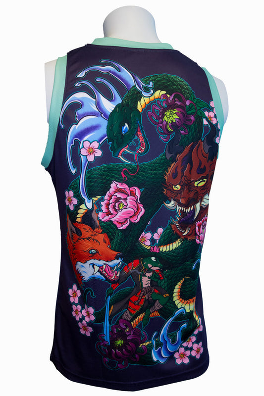 Retro Grappler The Frog and the Snake Muay Thai tank top vibrant Japanese tattoo art