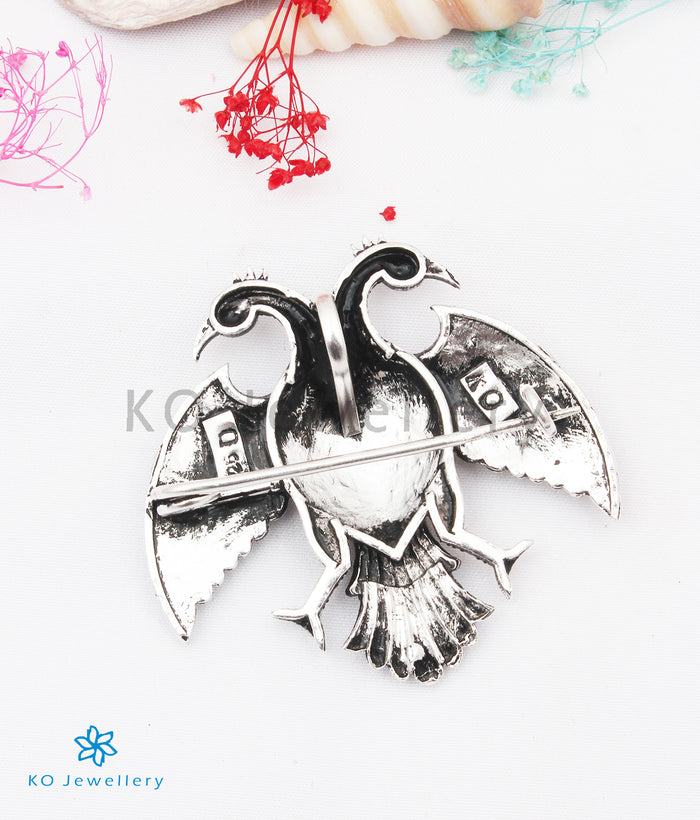 The Pearl Dvirupa Gandaberunda Silver Pendant/Brooch (Oxidised/Small)