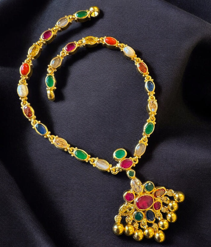 The Vedya Silver Navaratna Necklace
