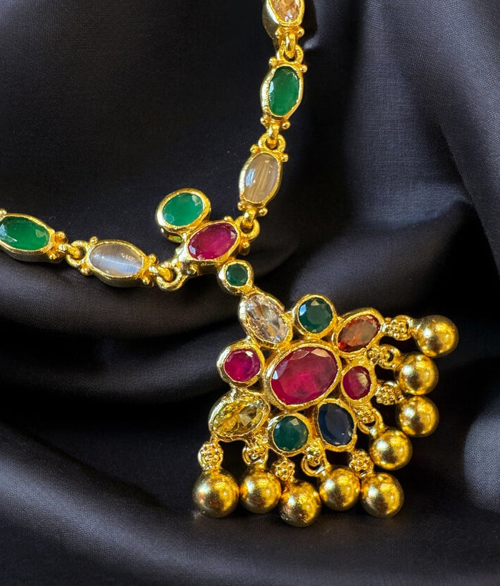 The Vedya Silver Navaratna Necklace