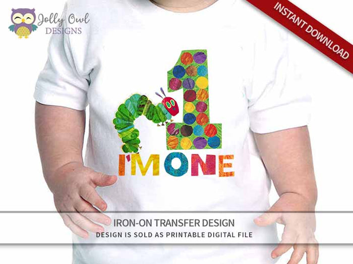 The Very Hungry Caterpillar Iron On Transfer Design for 1st Birthday Shirt