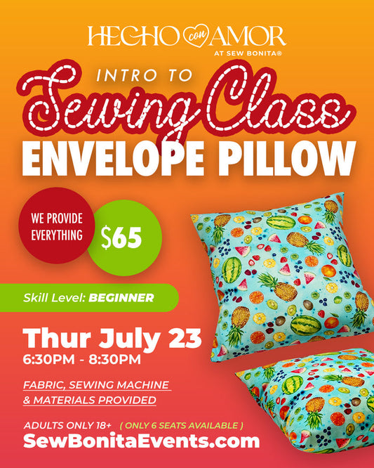 Thur July 23th, 2026 / Adult Intro to Sewing Class (Envelope Pillow)