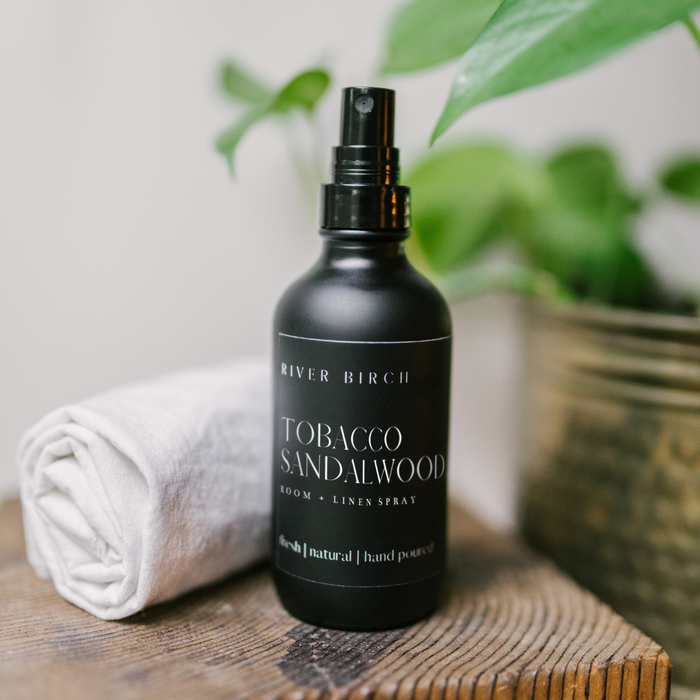Tobacco Sandalwood  - 4 oz Black Glass Room + Linen Spray