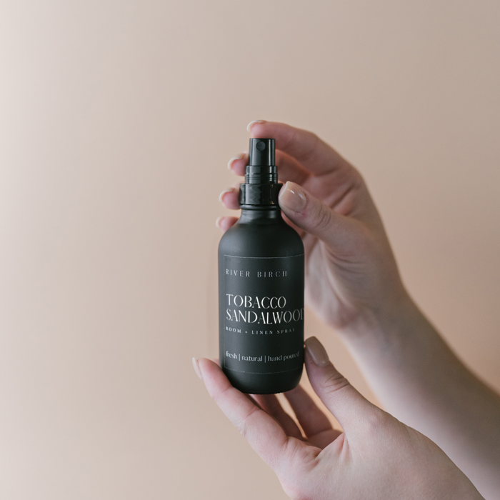 Tobacco Sandalwood  - 4 oz Black Glass Room + Linen Spray