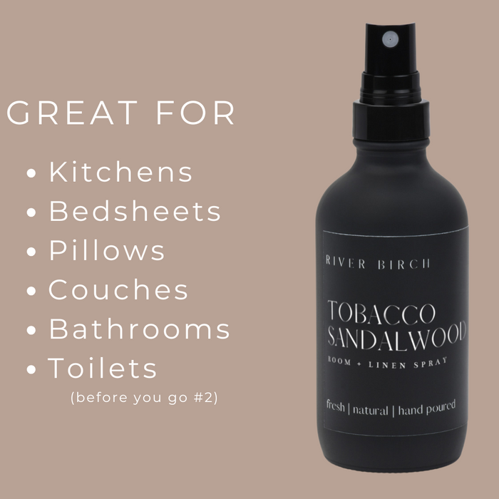 Tobacco Sandalwood  - 4 oz Black Glass Room + Linen Spray