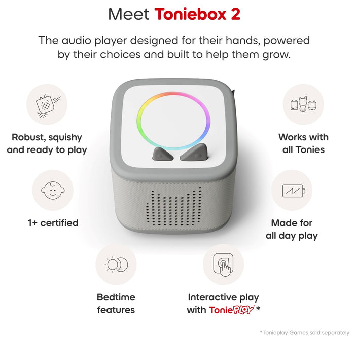 Tonies - Toniebox 2 Starter Set - Moon Grey - Features