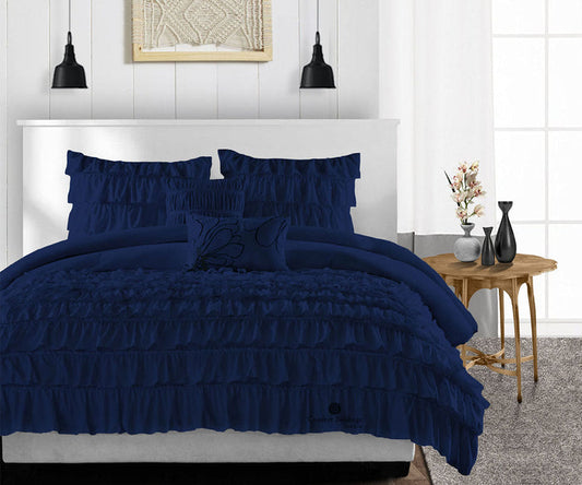 Navy Blue Ruffle Duvet Cover