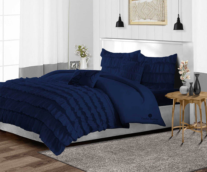 Navy Blue Ruffle Duvet Cover