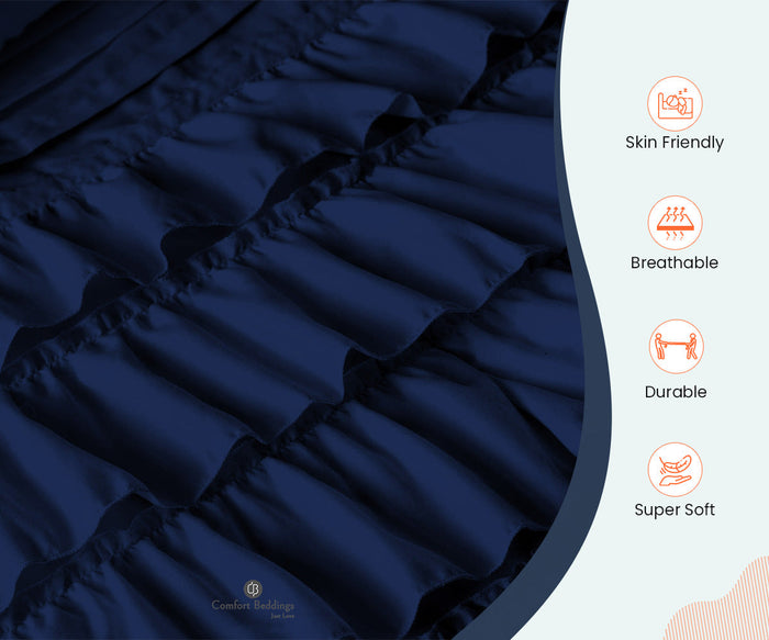 Navy Blue Ruffle Duvet Cover