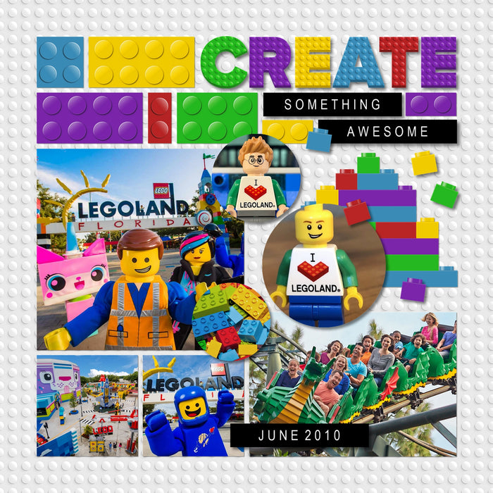 Toys Stack It Brick Elements Digital Scrapbook Kit