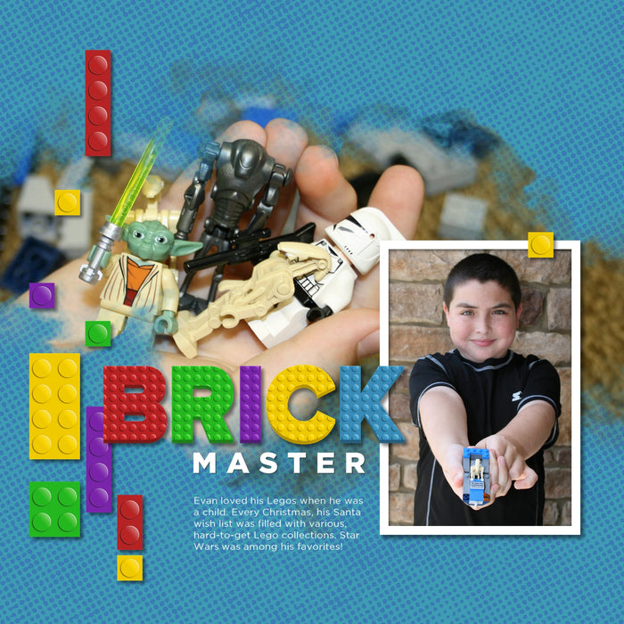 Toys Stack It Brick Elements Digital Scrapbook Kit