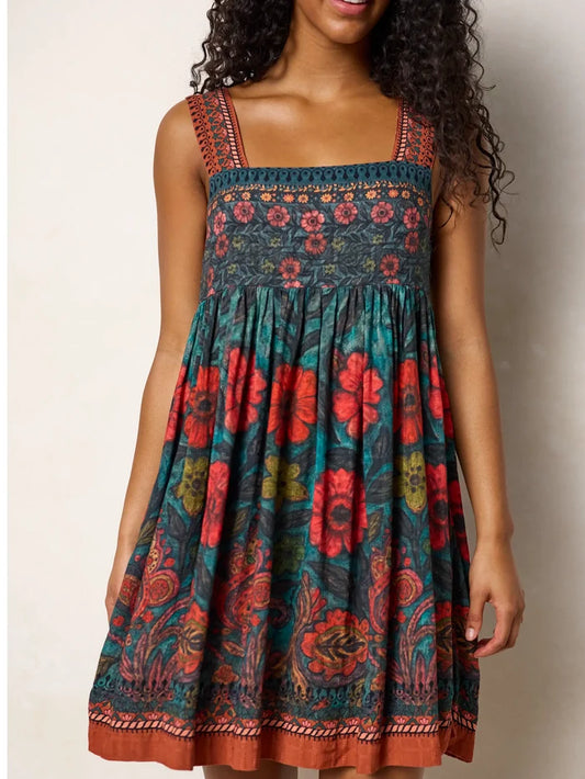 Tricia Mini Dress - Painted Red Blooms-view 1