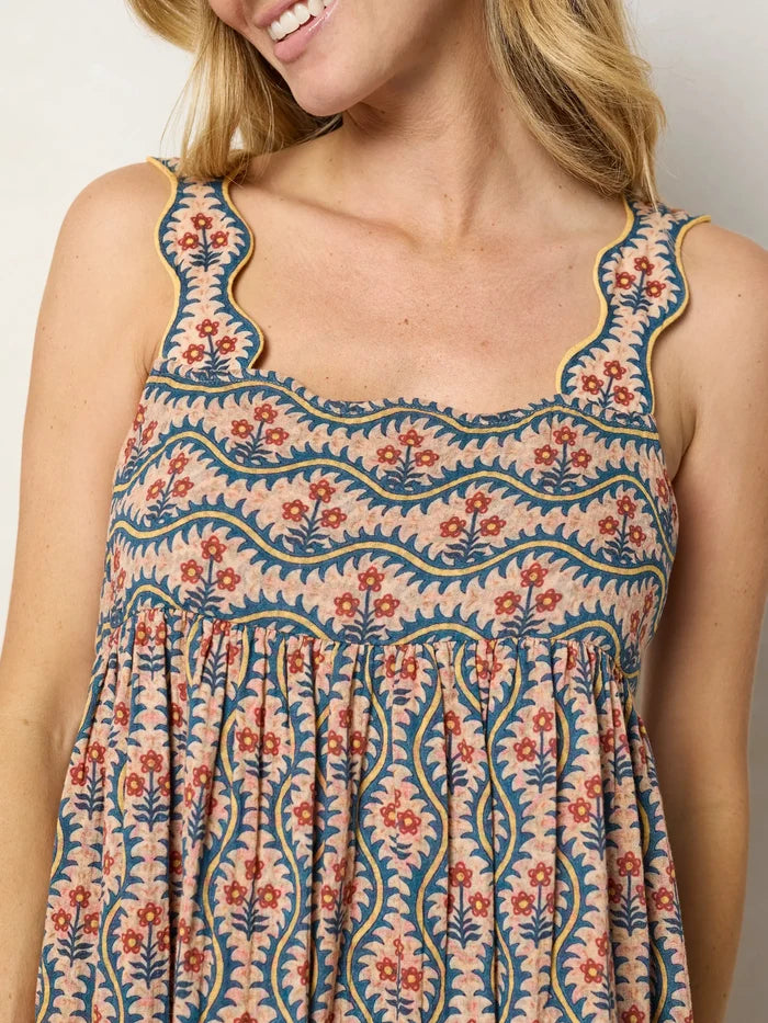 Tricia Reversible Cotton Gauze Maxi Dress - Groovy Stripe Rust-view 5