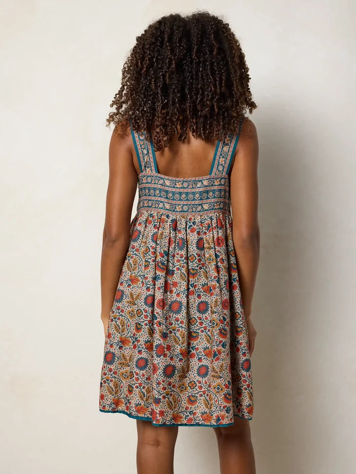 Tricia Reversible Cotton Gauze Dress - Golden Feathered Fronds-view 8