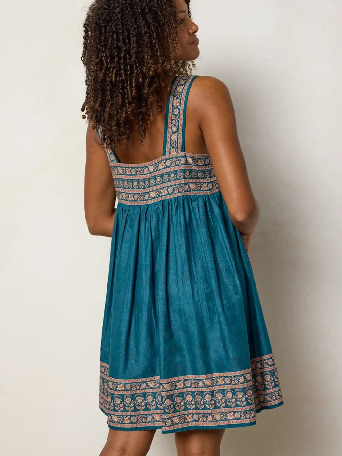 Tricia Reversible Cotton Gauze Dress - Golden Feathered Fronds-view 9