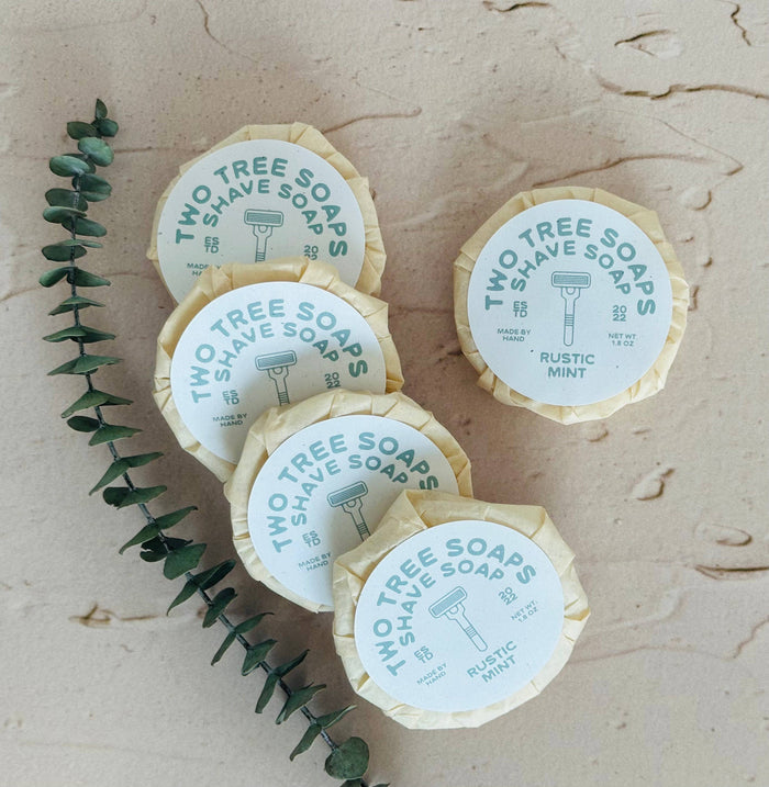 Two Tree Soaps - Natural Handmade Shave Soap - Rustic Mint
