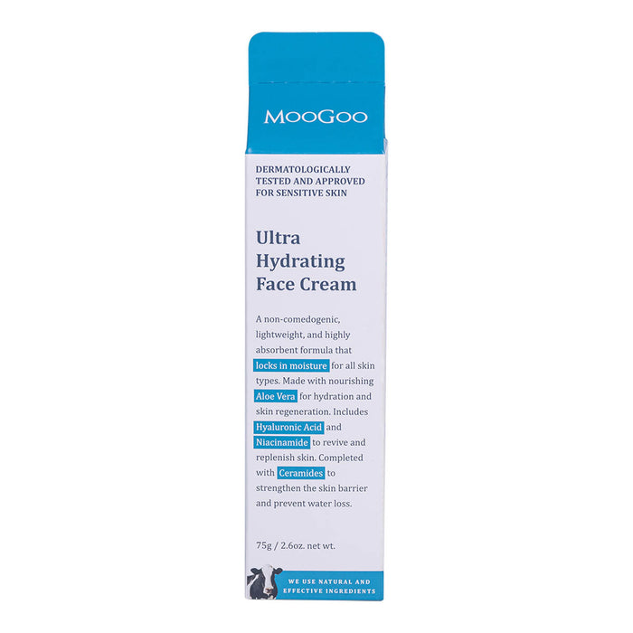 MooGoo Ultra Hydrating Face Cream packaging on a white background