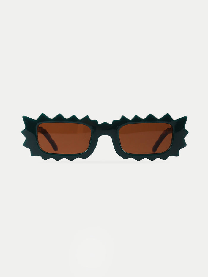 Unisex Zigzag Rectangle Sunglasses | Green-Image 1
