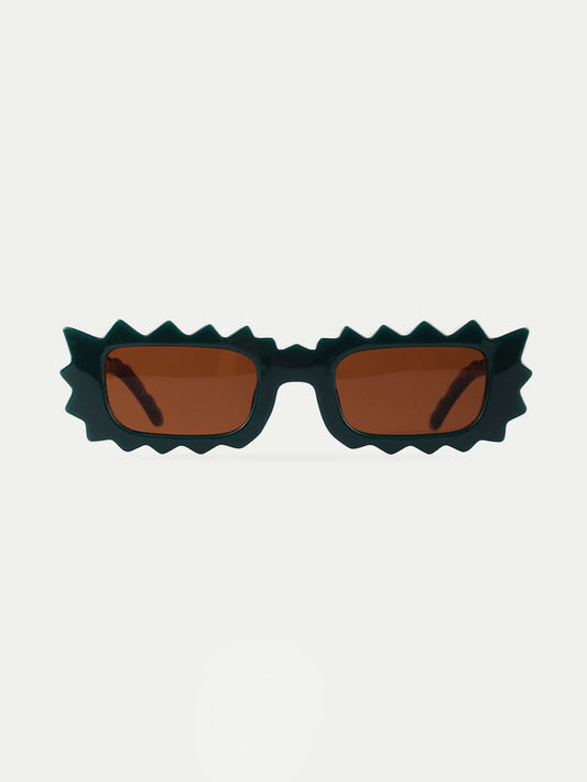 Unisex Zigzag Rectangle Sunglasses | Green-Image 1