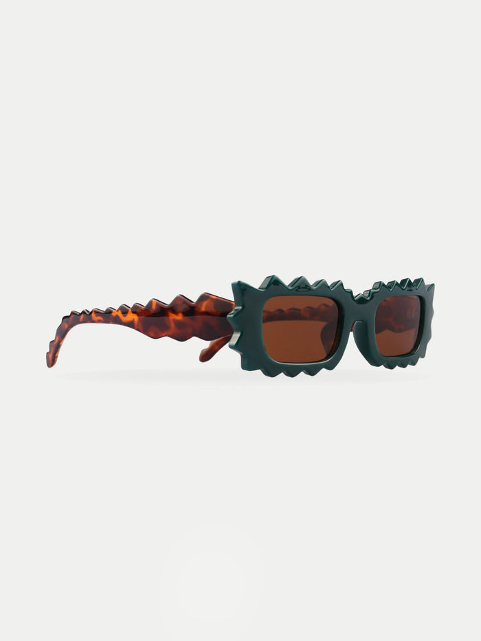 Unisex Zigzag Rectangle Sunglasses | Green-Image 3
