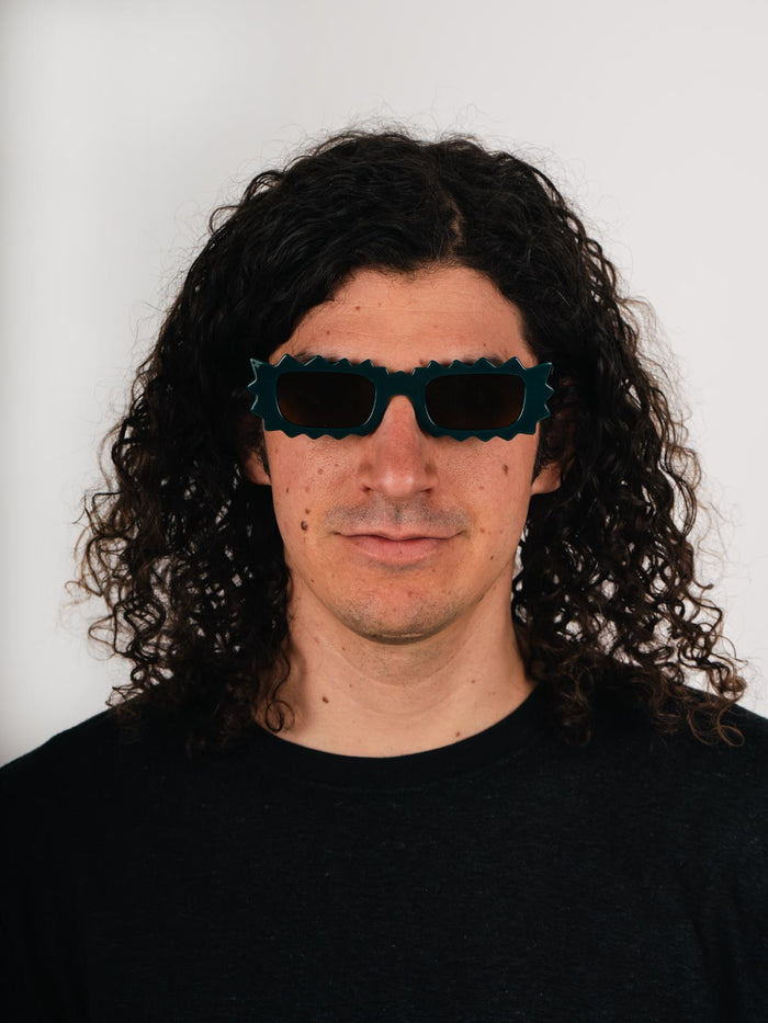 Unisex Zigzag Rectangle Sunglasses | Green-Image 4