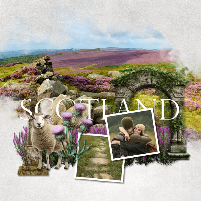 Celebrate the United Kingdom, England, Scotland, Northern Ireland, Wales, and all of Europe with these beautiful landmark and scenic masked overlays by Lucky Girl Creative! With transparent edges, these masked photographs blend seamlessly into any background paper and make the perfect backdrop for all travel, vacation, and holiday pages.
