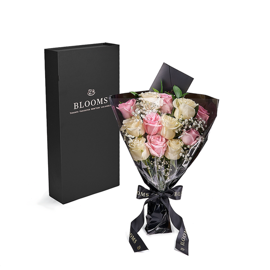 Valentine's Day Pink & White Roses Bouquet with Chocolates – the bouquet