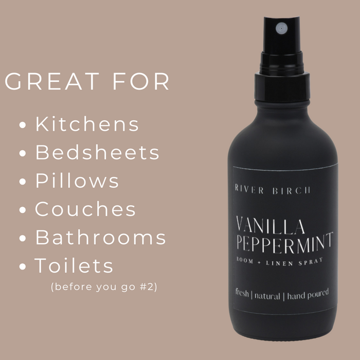 Vanilla Peppermint - 4 oz Black Glass Room + Linen Spray