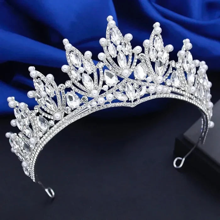 Wedding Hair Accessories - Silver Pearl and Crystal Bridal Tiara