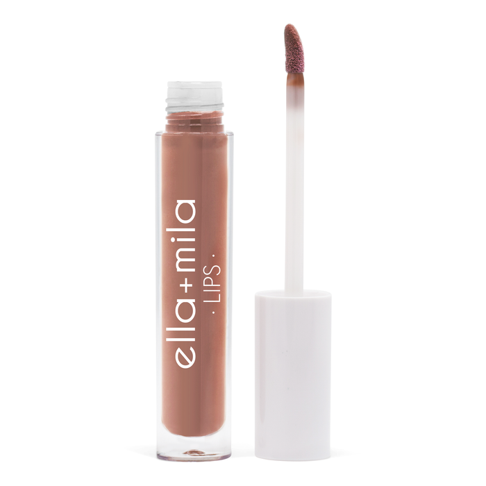 Vibes warm nude coral lip gloss tube with applicator wand – ella+mila Lips