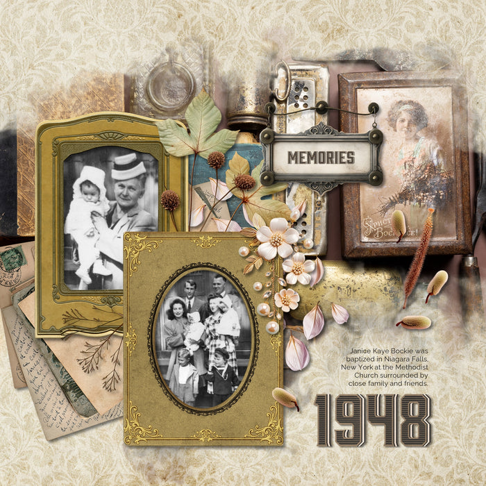 Great for genealogy and family history albums and digital art pages, these antique damask background papers by Lucky Girl Creative are neutral enough for all your projects. All digital papers have a subtle damask pattern with slight grunge for added age.