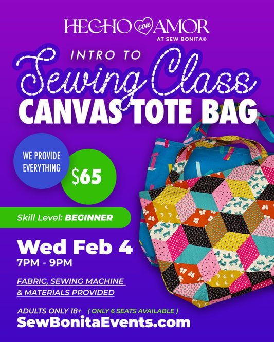 Wed Feb 4th, 2026 / Adult Intro to Sewing Class (Canvas Tote Bag)