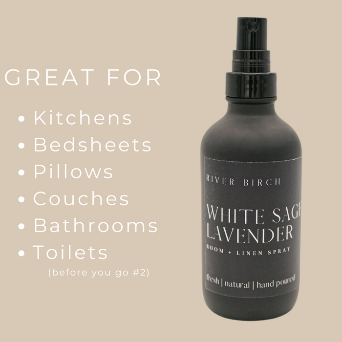 White Sage Lavender - 4 oz Black Glass Room + Linen Spray