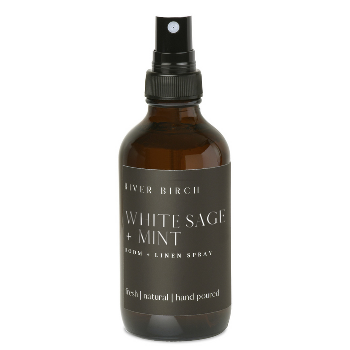 White Sage + Mint - 4 oz Amber Glass Room + Linen Spray