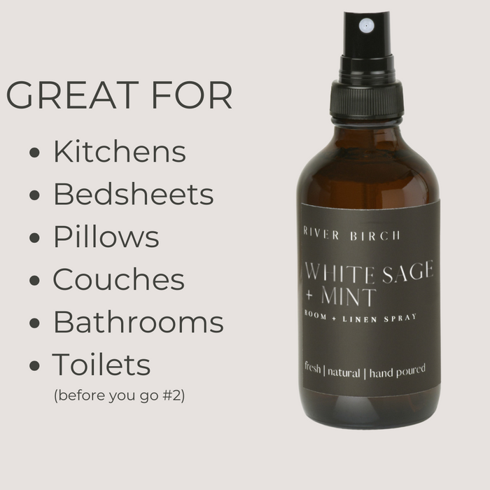 White Sage + Mint - 4 oz Amber Glass Room + Linen Spray