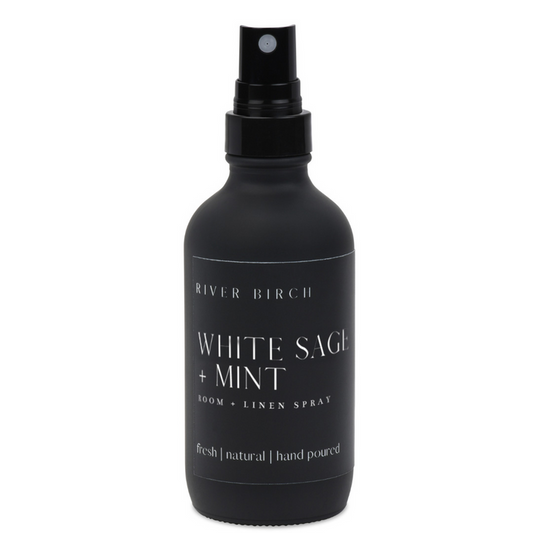 White Sage + Mint - 4 oz Black Glass Room + Linen Spray