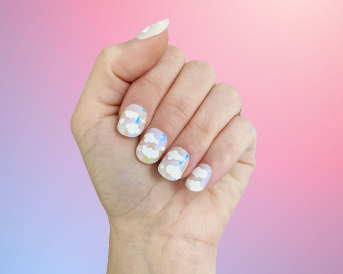 White Starry Clouds Nail Art Decals