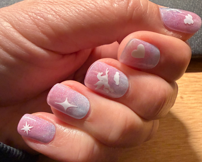 White Unicorn Clouds Stars Nail Art Decals